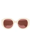 Chloé Logo Acetate Round Sunglasses In Shiny Solid Ivory