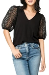 Gibsonlook Megan Mixed Media Top In Black