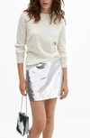 Mango Women's Sequin Miniskirt In Silver