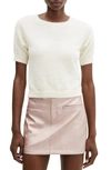 MANGO MANGO FUZZY SHORT SLEEVE SWEATER