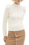 Mango Cable-knit Sweater With Shoulder Pads Ecru In Gris Anthracite