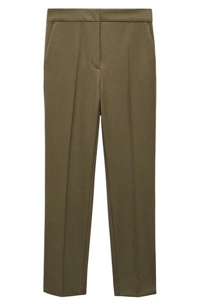 Mango High Waist Skinny Pants In Green