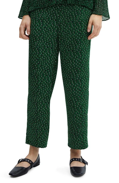 Mango Flowy Printed Pants Green