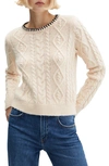 MANGO MANGO CONTRAST TRIM CABLE SWEATER