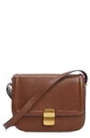 Mango Lizard Embossed Crossbody Bag In Brown Leather