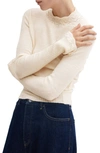 Mango Mock Neck Flare Cuff Sweater In Ecru