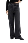 Mango Women's High-waist Wide Leg Jeans In Black Denim