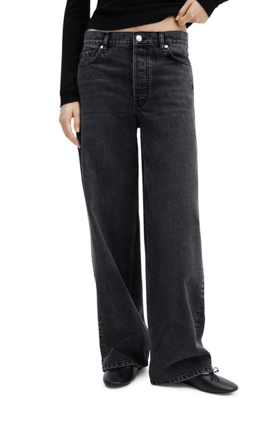 Mango Women's High-waist Wide Leg Jeans In Black Denim