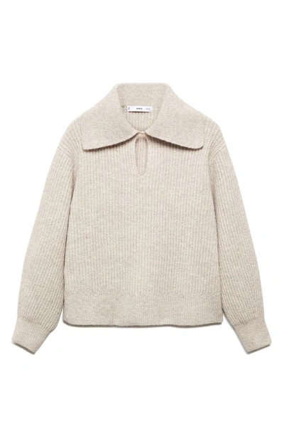 Mango Camp-collar Knit Sweater Light/pastel Grey