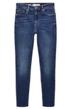 Mango Crop Skinny Jeans In Dark Blue