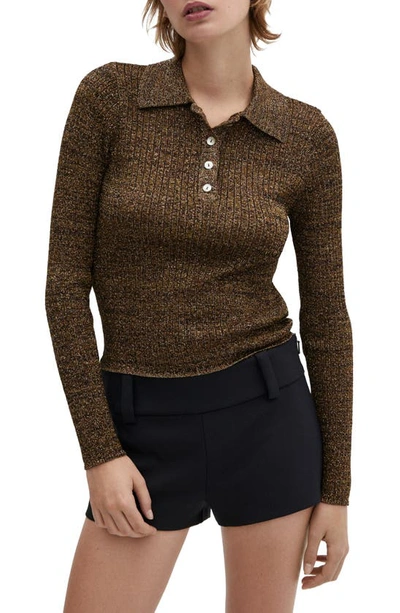 Mango Women's Short-sleeved Lurex Sweater In Ochre
