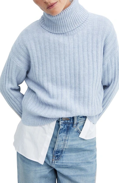 Mango Women's Thick Knit Turtleneck Sweater In Sky Blue