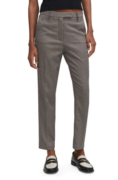 Mango Houndstooth Skinny Ankle Suit Pants In Blue