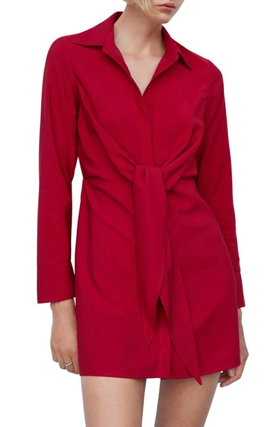 Mango Knot Detail Shirt Dress Red