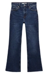 Mango Raw Hem Crop Flare Jeans In Dark Blue