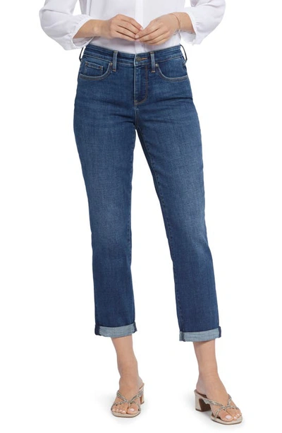 Nydj Margot Stripe Cuffed Girlfriend Jeans In Blue