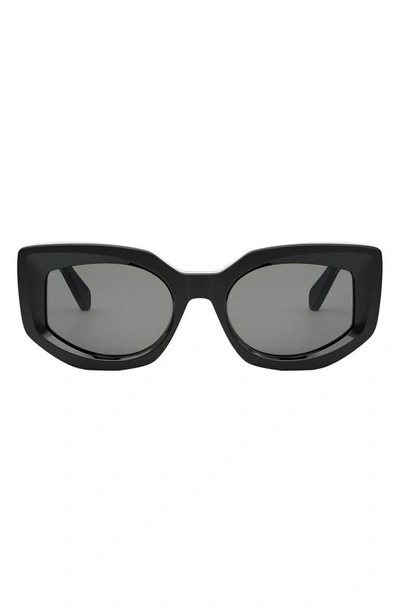 Celine Bold 3 Dots Acetate Butterfly Sunglasses In Shiny Black / Smoke