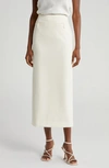 Staud Smith Tailored Midi Column Skirt In Ecru