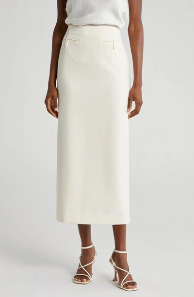 Staud Smith Tailored Midi Column Skirt In Ivory