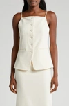 Staud Una Tailored Vest Top In Ivory