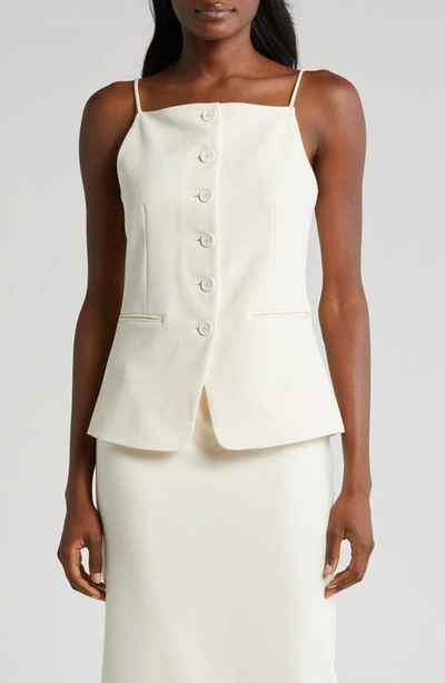 Staud Una Tailored Waistcoat Top In Ivory