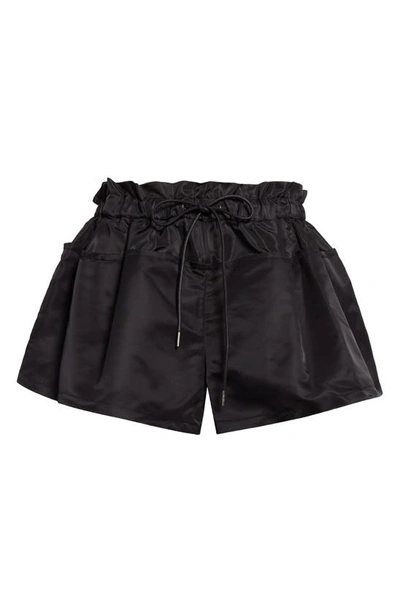 Sacai Layered-panel Wide-leg Shorts In Black
