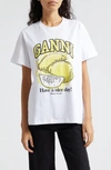 Ganni Lemon Crewneck Jersey T-shirt In White