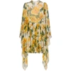 Dolce & Gabbana Silk Chiffon Rose-print Dress In White/yellow