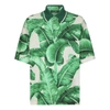 Dolce & Gabbana Oversize Polo-shirt With Banana Tree Print In Green/neutrals
