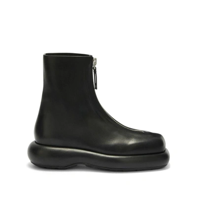 Jil Sander Zip-up Leather Boots In Black