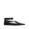Jil Sander Strap Leather Ballet Flats In Black