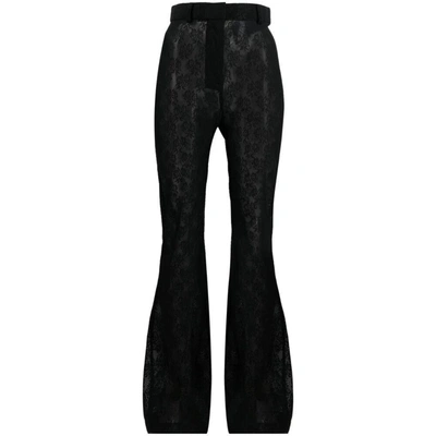 Moschino Floral-lace Sheer Flared Trousers In Black