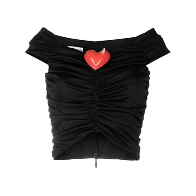 Moschino Inflatable Heart Viscose Top In Black