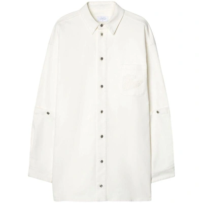Off-white 90s Logo Cotton Denim Overshirt In White