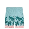 Palm Angels Palms Row Long Swimshorts In Blue/green