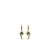 Palm Angels Hoop Earrings With Rhinestones And Palm Shaped Pendant In Green/gold