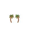 Palm Angels Palm Shaped Earrings Embellished With Rhinestones In Green/gold