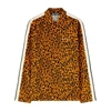Palm Angels Webbing-trimmed Leopard-print Linen And Cotton-blend Shirt In Orange/black