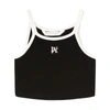 Palm Angels Black Pa Monogram Cropped Tank Top In Black