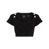 Pinko Black Stretch Knit Hooded Top For Women In Black