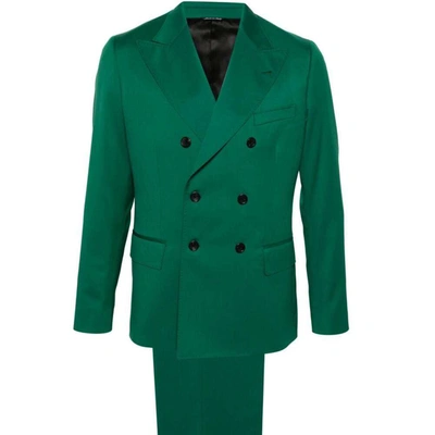 Reveres 1949 Double-breasted Virgin Wool Suit In Green