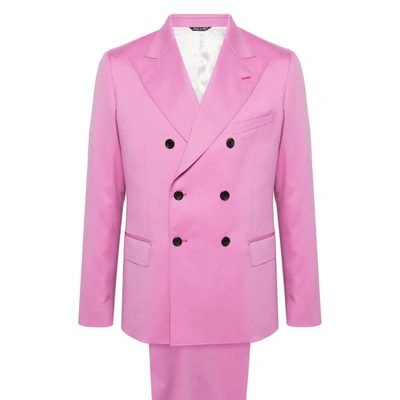 Reveres 1949 Double-breasted Virgin Wool Suit In Pink