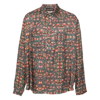 Siedres Graphic-print Twill Shirt In Brown