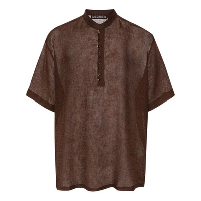 Siedres Textured Fine-knit Shirt In Brown