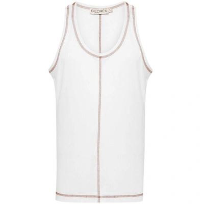 Siedres Contrast-stitching Ribbed Tank Top In White