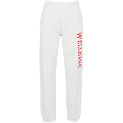 Sporty And Rich Wellness Branded-print Cotton-blend Jogging Bottoms In Heather Gray