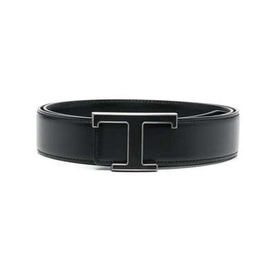 Tod's T Timeless Reversible Belt In Black