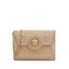 Versace Crystal La Medusa Envelope Clutch In Neutrals/gold