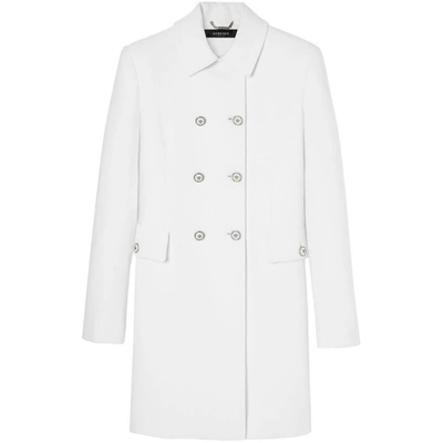 Versace Double-breasted Crepe Blazer Jacket In Blanco