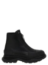 ALEXANDER MCQUEEN ZIP TREAD SLICK BOOTS, ANKLE BOOTS BLACK